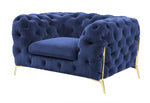 Divani Casa Sheila - Transitional Dark Blue Fabric Chair