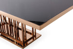 Modrest Marston Modern Black Glass & Rosegold Dining Table