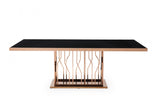 Modrest Marston Modern Black Glass & Rosegold Dining Table