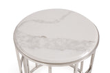 Modrest Silvan Modern Marble & Stainless Steel End Table