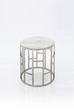 Modrest Silvan Modern Marble & Stainless Steel End Table