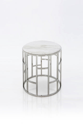 Modrest Silvan Modern Marble & Stainless Steel End Table