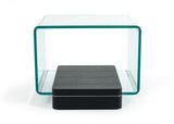 Modrest Vitro Modern Glass and Oak End Table