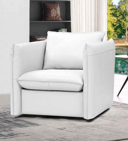 Divani Casa Tamworth - Modern White Leather Swivel Lounge Chair