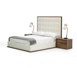 Modrest Amberlie - White Vegan Leather & Walnut Bed