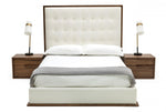 Modrest Amberlie - White Vegan Leather & Walnut Bed