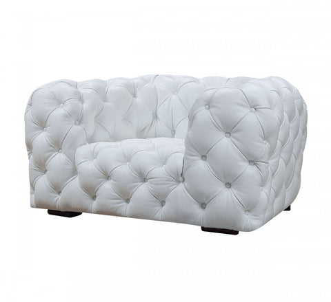 Divani Casa Dexter - Transitional White Full Italian Leather Lounge Chair