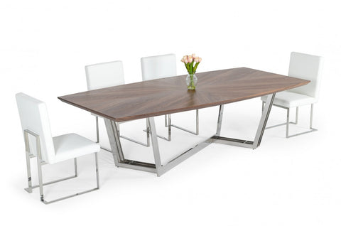 Modrest Gilroy - Modern Walnut & Stainless Steel Dining Table