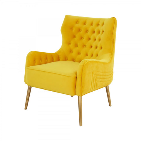 Modrest Everly - Contemporary Velvet Yellow Accent Chair